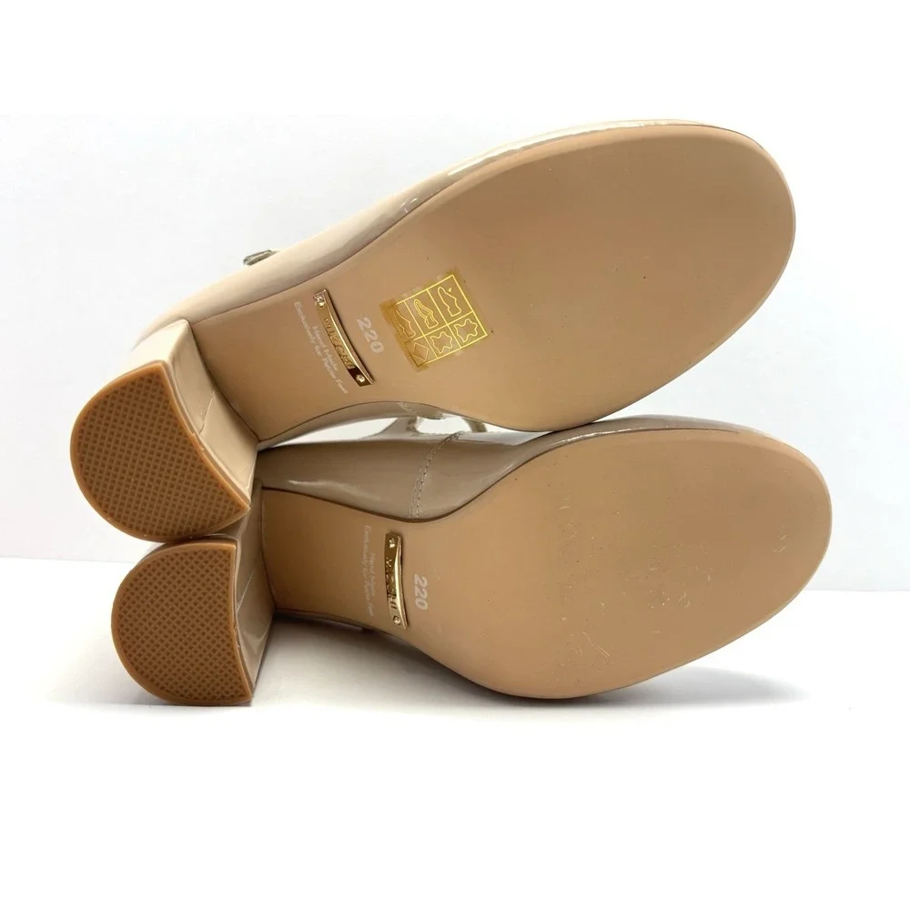 MIZCHI Lalita Beige Patent Leather Mary Jane Heels Womens US 4.5 EU 34.5